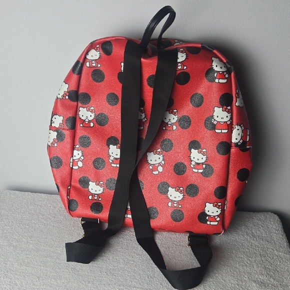 Sanrio Hello Kitty Polka Dot Backpack & Coin Pouch - Black/Red - Picture 2 of 9